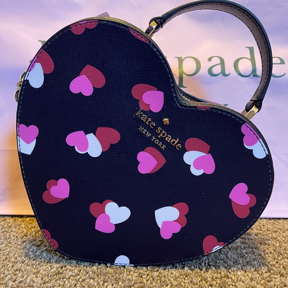Kate spade Love Shack Flutter Hearts Heart Crossbody Purse, Black